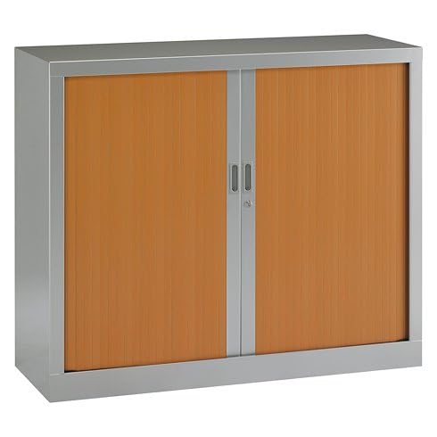 VINCO Armoire Basse à Rideaux monoblocs Generic 100 x 120 cm alu- merisier