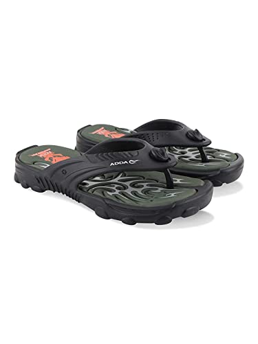 Image of ADDA Comfortable /EXTRASOFT /Durable Black Slippers for Men (BLACK /OLIVE, numeric 9)