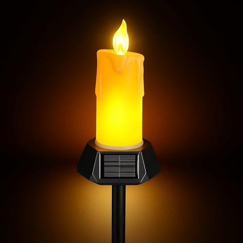 Bougie solaire sans flamme LED vacillante étanche IP65 Mengshen avec piquet