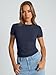 Trendy Queen Womens Basic T Shirts Summer Tops 2026 Crop Short Sleeve Slim Fit Tee Cute Gym Workout Clothes Navy L