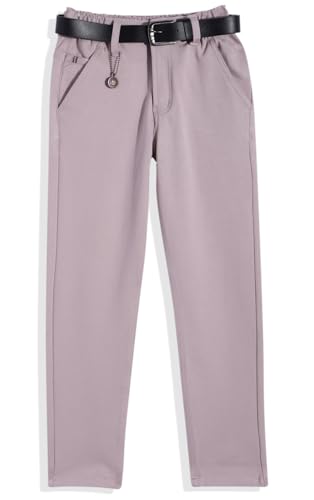 Image of CAVIO Boys Stretchable Solid Regular Fit Trousers with Belt