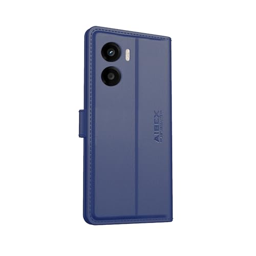 Image of AIBEX Compatible for Motorola G05 Flip Cover Leather Finish with Magnatic Closure | Inside TPU with Card Pockets | Wallet Stand | Complete Protection Flip Case -Blue