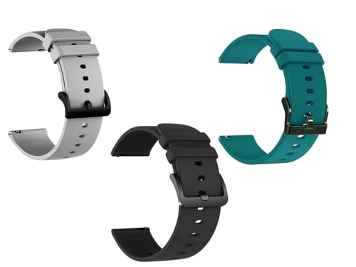 Image of IIK COLLECTION 22mm Silicone Strap for Smart Watches | Combo Pack Compatible With Noise, Fireboltt, Boat Xtend, Pebble, Boat Flash, Noise Color Fit, Ultra Smart Watch & All Watches