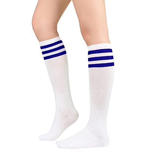 Image of Zando Knee High Socks for Women Striped Athletic Long Tall Tube Socks Outdoor Sports Casual Thigh High Stockings
