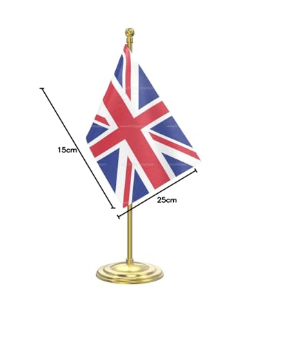 Image of The Flag Company Gold Acrylic Pole with Round Base | Desk Flag for Office, Reception & Home Decor (United Kingdom)