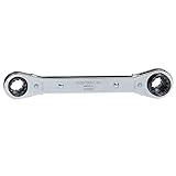 Klein Tools KT223X4 Lineman's Ratcheting 4-In-1 Box Wrench with 1/2-, 9/16-, 5/8-, and 3/4-Inch...