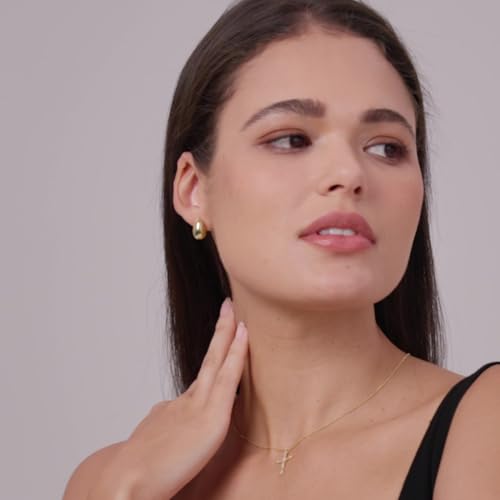 MINDDHA 14K Gold/White Gold Plated 925 Sterling Silver Hoop Teardrop Chunky Earrings | Lightweight Drop Earrings for Women | Designer-Inspired Statement Earrings2