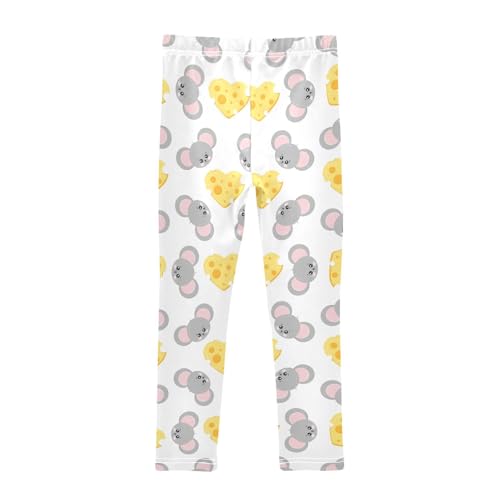 Mouse and Cheese Girls Leggings,Workout Leggings for Girls Toddler Athletic Leggings Size for 3-10T2