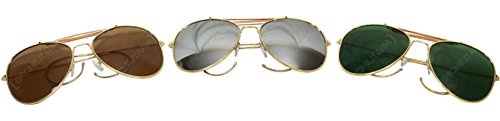 US Vintage Top Gun Pilot Style Aviator Sunglasses with Mirrored, Brown or Green Lenses4