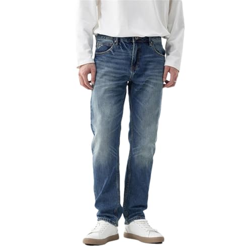 Men's Slim-Fit Slightly Stretch Straight-Leg Embroidered Denim Trousers
