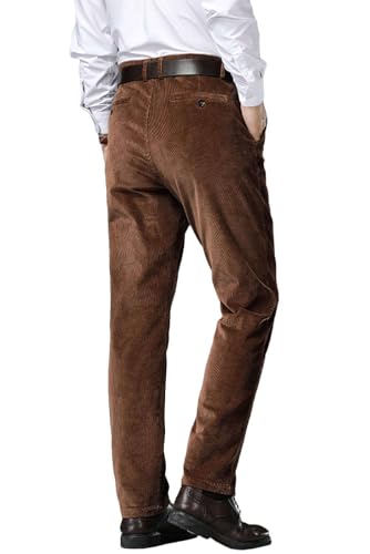 Wemaliyzd Men Corduroy Pants Work Cargo Slacks Elastic Waist Suit Trousers FZ130-TR(Burgundy,42W32L)2