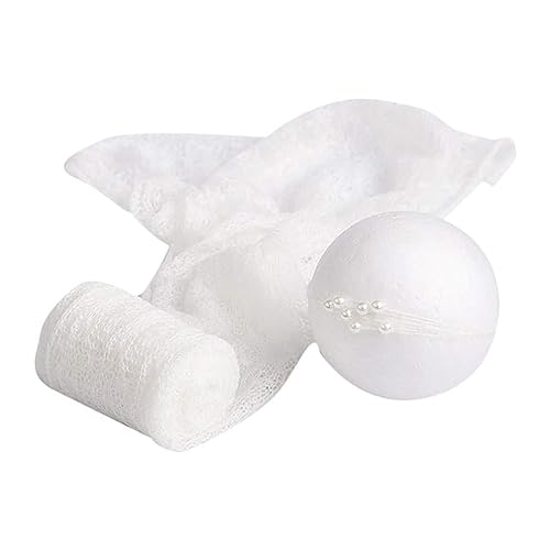 yufana DIY Recién Nacido Bebé Fotografía Accesorios de Bebé, Envoltura de Fotografía de Recién Nacido de Manta, Envoltura para Fotografía de Recién Nacido con Cinta para la Cabeza(Blanco)