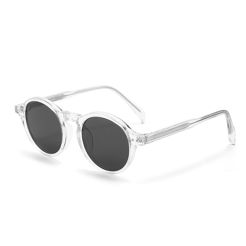 New unique and niche polarized sunglasses in a fashionable version, retro round-framed sunglasses. (Black and grey2