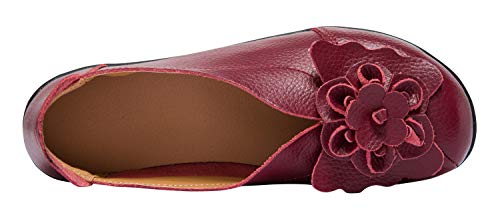 Image of Women's Slip-On Loafers, Comfortable Leather Walking Flats with Memory Foam Insole, Anti-Slip Casual Shoes for Work Office Driving