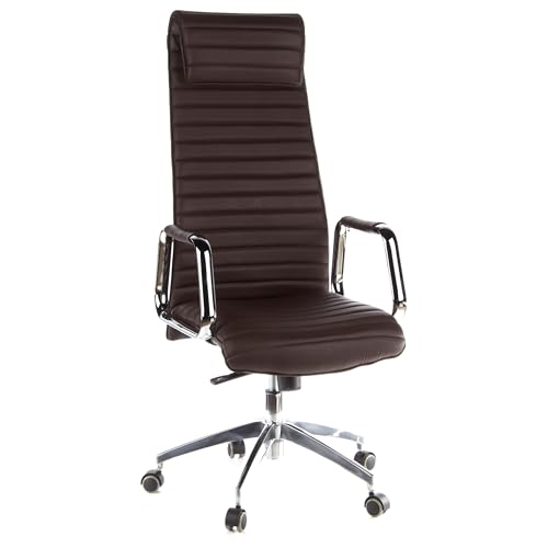 hjh OFFICE 600904 Silla de Oficina giratoria ASPERA 20 Cuero marrón, Sillón Alta Gama, Silla de Respaldo Alto