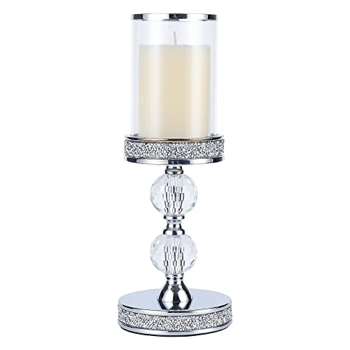Candle Holders for Pillar Candle, Pillar Crystal Candle Holders, Candlesticks Holder for Wedding, Dining Coffee Table, Centerpieces, Home Decor CH00XM