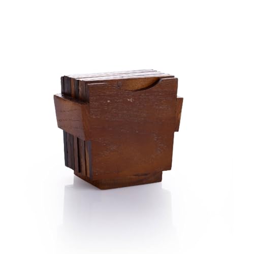 Image of Crystal Teakwood Handcrafted Tea Coaster | Cuppo | Set of 6