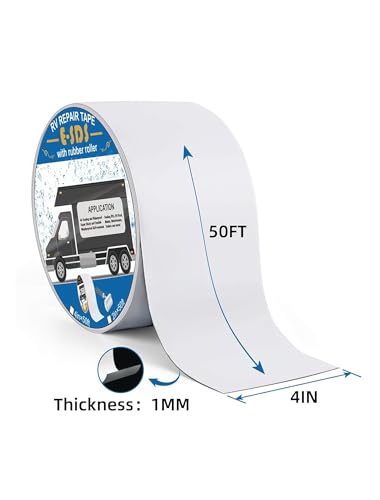 E-SDS RV Roof Sealant Tape 4" x50' with Rubber Roller, RV Roof Repair Sealant Tape Waterproof for Camper Repair, Window, Boat Sealing, Trailer and Camper Leaks