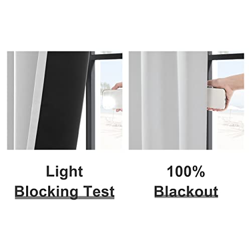 100% Blackout Curtains 2 Panels - Completely Blackout Window Drapes Thermal Insulate Double Layer With Black Liner For Nursery Room, Grommet Top (52 By 84 Inches, Pure White) #TOP4