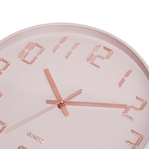 Image of SKYTONE Wall Clock 12 inch Silent Quartz Decorative Wall Clock Non-Ticking Classic Clock Round Easy to Read for Living Room, Bathroom, Kitchen, Office, School (Pink)