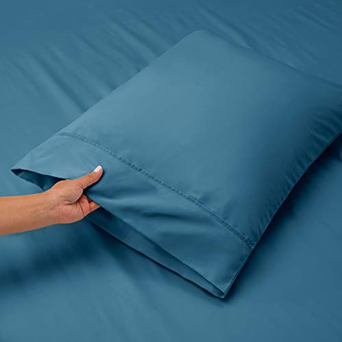 Image of Hearth & Harbor Extra Deep Pocket Sheets - 4 Piece Hotel Luxury Bed Sheets Set Fits Up to 24 inch Mattress - Ultra Soft Luxury Bed Sheet Set - Soft & Breathable, Cal King, Blue Heaven | 4 Piece Bed Sheet Set, Ultra Soft & Breathable, Fits Up to 24 inch Mattress, Hotel Luxury
