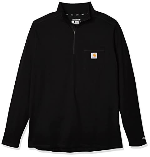 Image of Carhartt Mens Force Relaxed Fit Long Sleeve Quarter Zip Pocket T-Shirt (Big & Tall) Work Utility T Shirt, Black, 4X-Large US