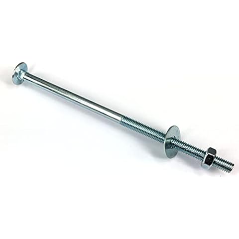 Munitech Carriage Bolt M8 x 200mm, Cup/Dome head Square neck with Standard Hex Nut and Washer - Zinc Plated - Pack of 8 (M8x200mm) Cover