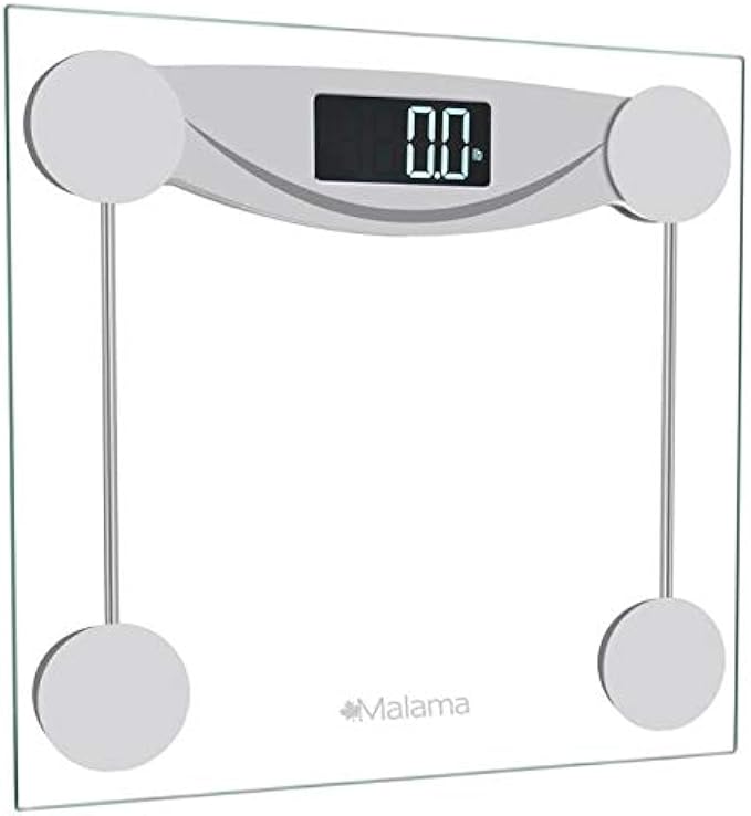 Malama Digital Body Weight Bathroom Scale, Weighing Scale with Step-On Technology, LCD Backlit Display, 400 lbs Accurate Weight Measurements, Silver