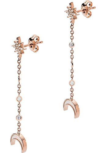 Emporio Armani Orecchini da donna in acciaio inossidabile o semipreziosi con chiusura a gancio, Oro rosa glitterato