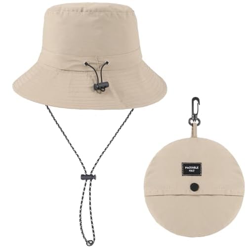 Radsocken Safari Hat, Waterproof Hat for Men Women,Portable Adjustable Bucket Hat UPF 50+, Fishing Hat Boonie Hat with Adjustable String for Hiking Camping Climbing Fishing Riding Holiday