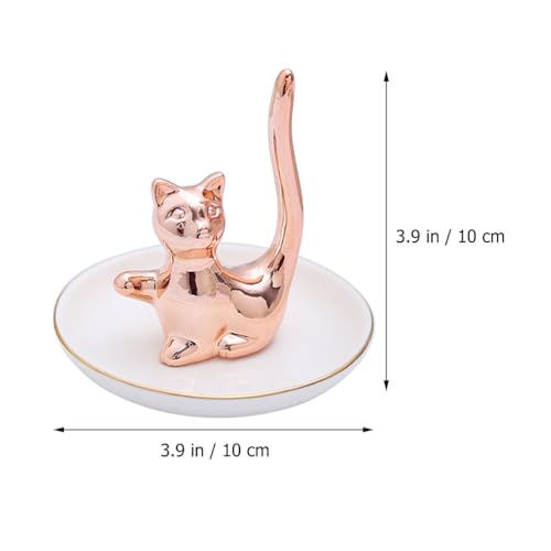 ULTECHNOVO Cat Ring Holder Jewelry Tray Trinket Dish Ceramic Organizer for Rings Earrings Necklaces Home Decor 6.7 Inch - Cosy Home Interiors ULTECHNOVO Cat Ring Holder Jewelry Tray Trinket Dish Ceramic Organizer for Rings Earrings Necklaces Home Decor 6.7 Inch - Image 2