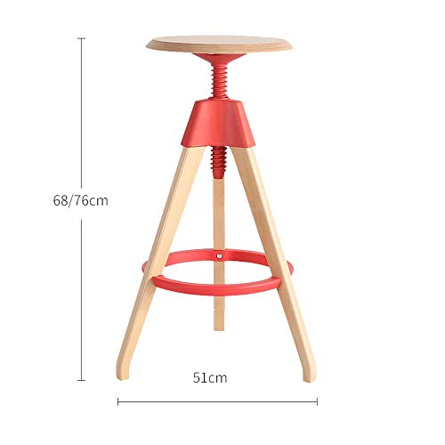 Teerwere Bar Chair Kitchen Counter Adjustable Swivel Bar Stools With Wood Legs For Kitchen,Bistro,Coffee Swivel Barstool (Color : Red, Size : 76Cm) #TOP1