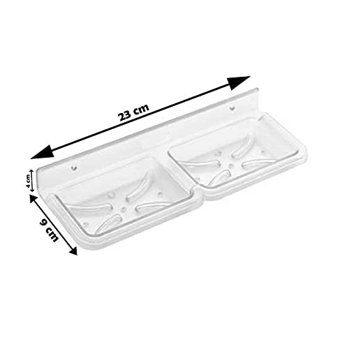 Image of Transparent Square Wall Mount Soap Dish Holder (9in x3.5in x1.5in) | Bathroom & Kitchen Soap Stand /Holder | Durable, Rust-Free, Space-Saving Wall Mounted Accessory (Pack of 1)