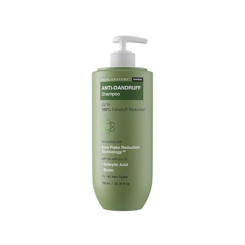 Bare Anatomy Anti-Dandruff Shampoo | Reduces Up To 100% Dandruff | Salicylic Acid, Piroctone Olamine & Biotin | Non-Drying Formula | Fights Flakes & Itching | For Strong, Smooth Hair | Unisex | 750 ml