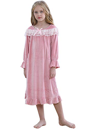 Image of Girls Princess Nightgown,Winter Long Sleeve Flannel Nightdress Pajamas Dress Kids 3-12 Years
