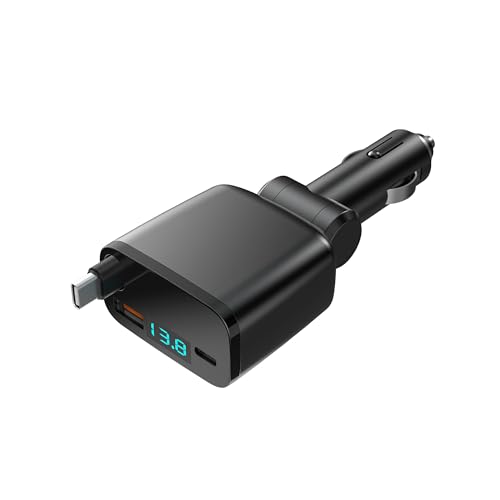 Zigarettenanzünder USB C, Einziehbares Auto Ladegerät Schnellladegerät Auto Zubehör für lPhone 17 16 15/15 Pro Max/14/13/12/11,G alaxy Pixel,Car Charger Handy Auto Adapter Kfz Innenraum Ladekabel