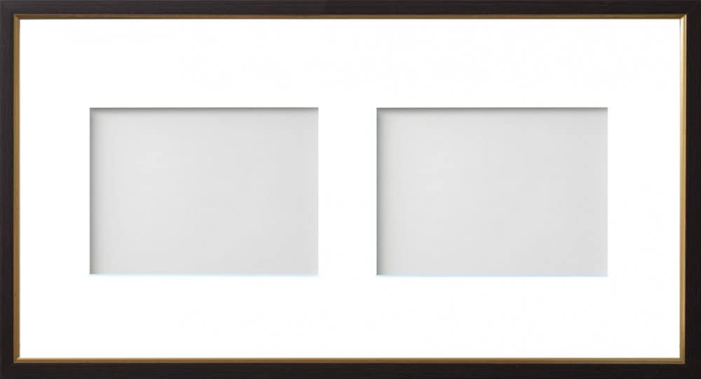 Frame Company Drayton Multi Aperture Photo Frame, Black with Gold Inset, 20x10 for 7x5 inch (x2)