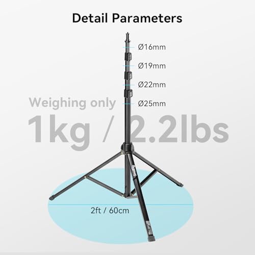 Image of SMALLRIG 78.7 inch / 200cm Light Stand Photography Tripod, Max Load 4kg, Compact Lightstand for Reflector, Ring Light, Small Softbox and COB Light, Umbrellas, Folded Size 22 inch / 56cm RA-S200-4379