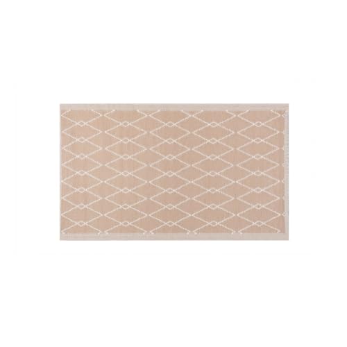 LOLAhome Alfombra jardín Rombos Zante sostenible de Polipropileno Trenzado Beige de 90x150 cm
