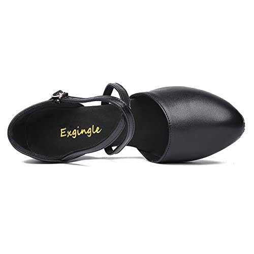 Exgingle Black Dance Heels for Women Jazz Dancing Shoes for Girls Contemporary Shoes2