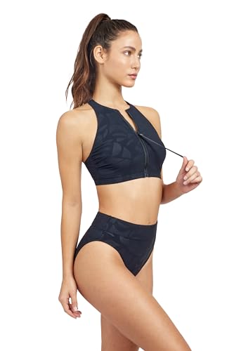 Gottex Women's Free Sport Geo Club High Neck Bikini Swim Top with Zip2