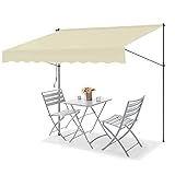 REALN 2x1.2m Awnings for Patio, Retractable Awning, 100% Polyester Made Outdoor Canopy - for Patio/Balcony/Yard (Color : Beige, Size : 78.7in/2m)