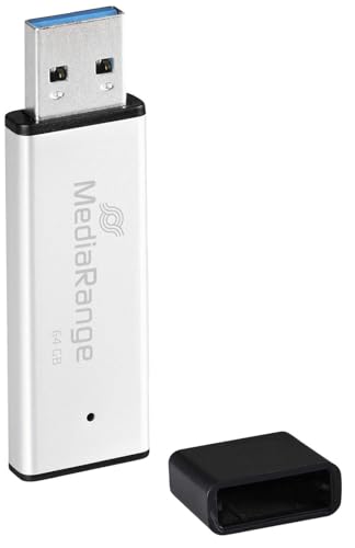 MediaRange USB 3.0 High Performance Memory Stick 64 GB - Mini USB Flash Drive Aluminium Housing, External Memory Expansion with Read Speed of up to 200 MB/s, Colour Silver
