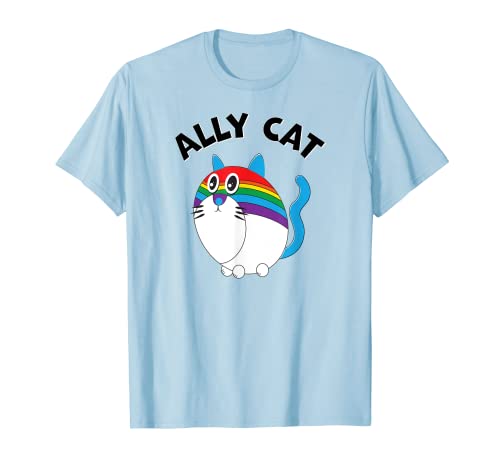 Rainbow Purride Ally Cat Gay Pride LGBTQ Maglietta