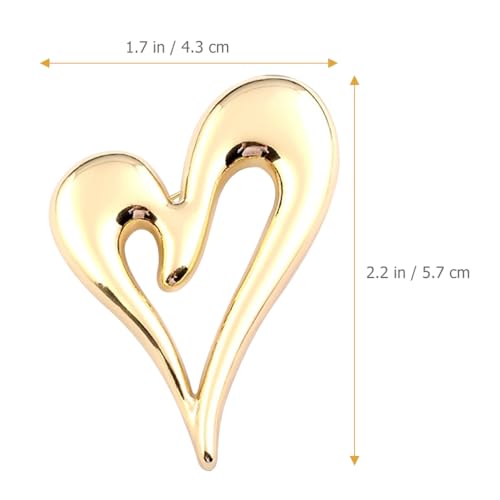 Image of CALLARON Gold Heart Brooch for Women - Vintage Lapel Pin, Cute Lapel Brooche, Fashion Jewelry Valentines Clothing Decoration for Suit, Hat, Handbag, Jacket, Scarves 5.7 x 4.3 cm