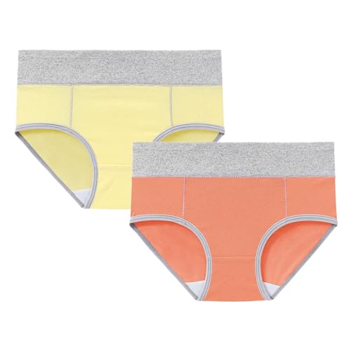 Juego de 2 bragas de algodón para mujer, cintura alta, talla grande, slips, comodidad, elástico, para mujer, vientre plano, bragas sexy y chic ropa interior, naranja, 5XL