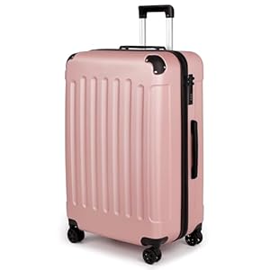 TANTOMI Koffer Groß, 28 Zoll Hartschalenkoffer, Trolley, Leichter ABS-Rollkoffer, Reisekoffer mit 4×360°-Rollen, 3-Stelliges Zahlenschloss (Rosa Gold, 95L)