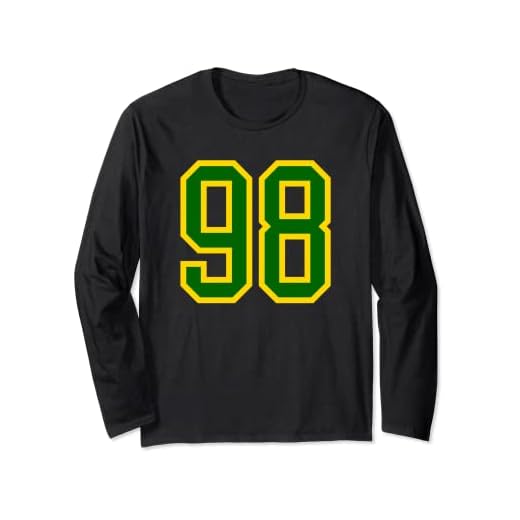 Número de camiseta # 98 de cumpleaños verde amarillo número deportivo 98 Manga Larga