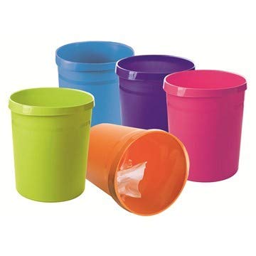 Image of HAN 18190-56 Grip Waste Paper Bin, Stylish and Elegant Rubbish Bin for The Office, Sturdy Waste Bin, 18 Litre Volume, Pack of 15, Pink