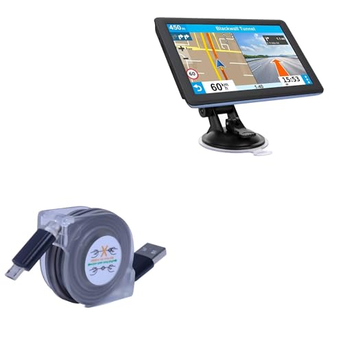 BoxWave Cable Compatible with glaury GPS Navigator for Car Truck RV (7 in) - miniSync, Retractable, Portable Sync Cable